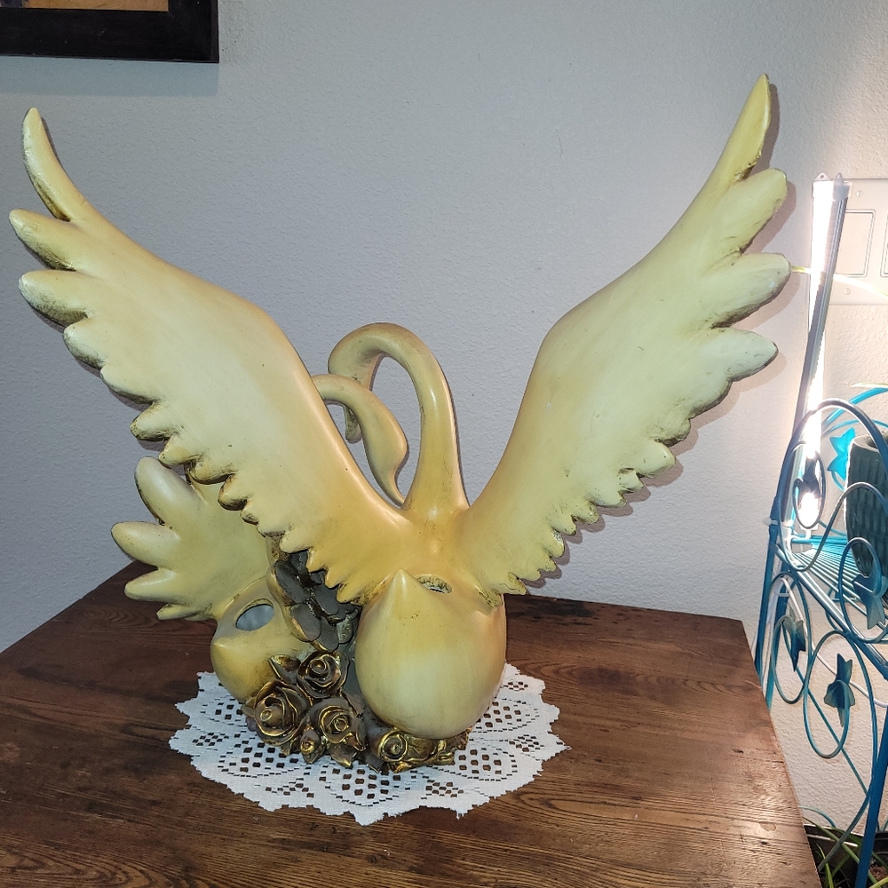 Vintage Swan Large Sculpture Candle Holder Rare Decor Love Birds Beautiful - Picture 5 of 16